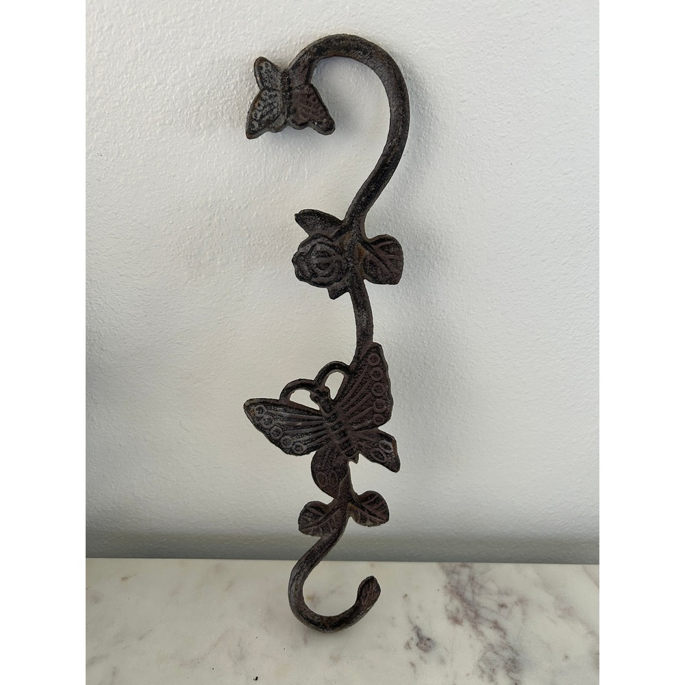 Vintage Cast Iron Butterfly Rose S Hook Garden Plant Hanger Decorative Extender